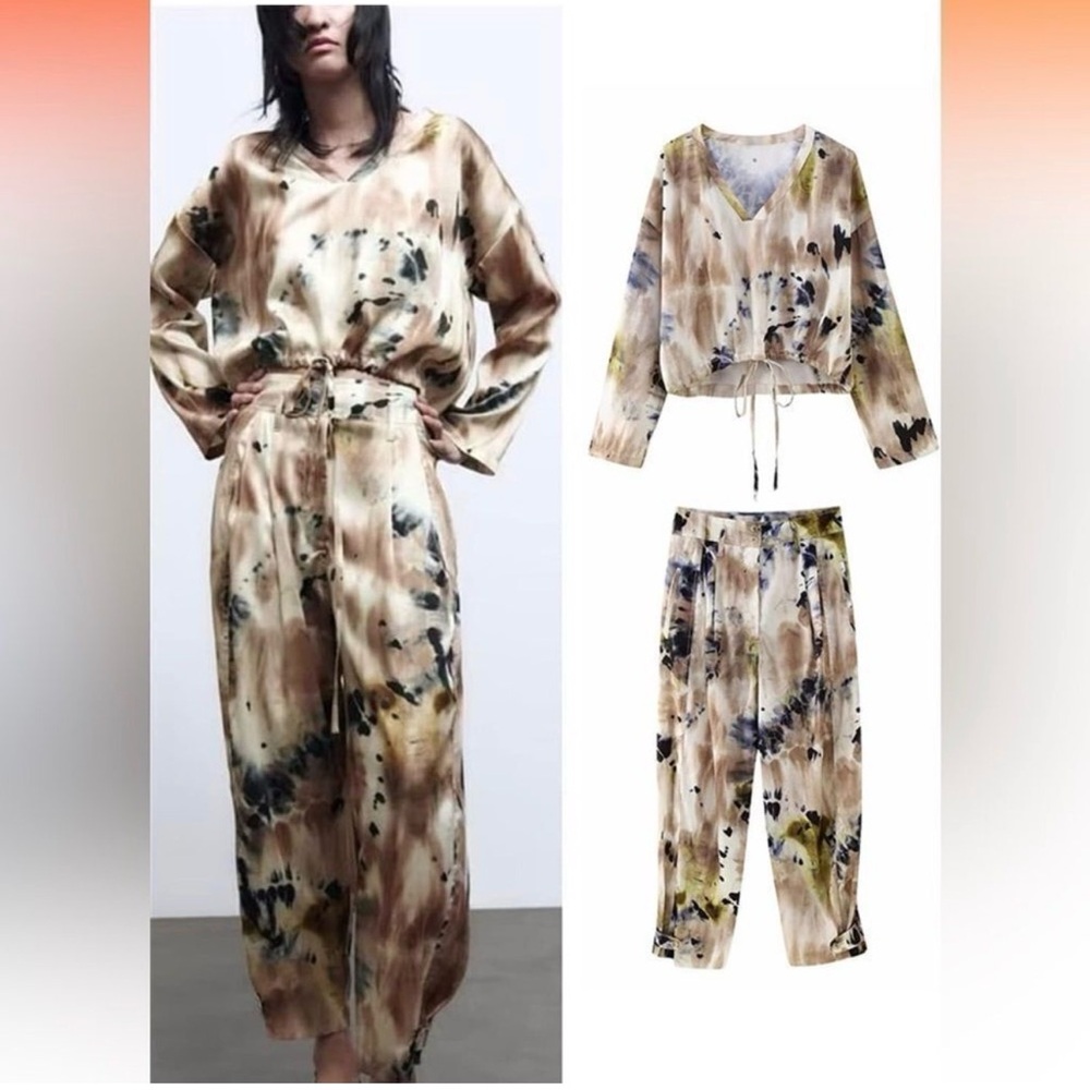 Zara Women's Tie-Dye Jumpsuit in Brown and Black